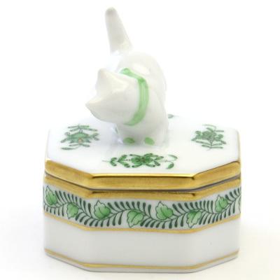 ヘレンド（HEREND） ファンシーボックス(高さ:6cm)猫飾り アポニー