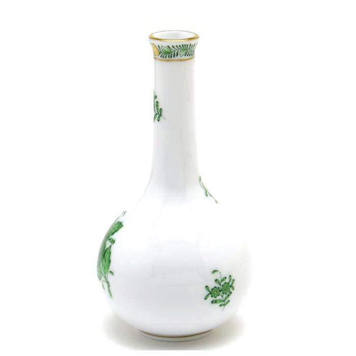 ヘレンド 花瓶 アポニーグリーン 手描き 磁器 花器 花活け ハンガリー ヘレンド 花瓶 アポニーグリーン 手描き 磁器 花器 花活け