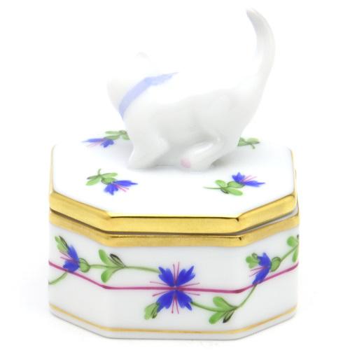 ヘレンド（HEREND） 小物入れ ファンシーボックス(猫飾り) 小さな