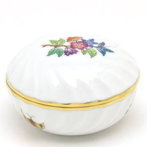 ヘレンド　ヴィクトリア　小物入れ ヘレンド(Herend) 持ち手付き小物入れ(高さ:10.5cm)薔薇飾り