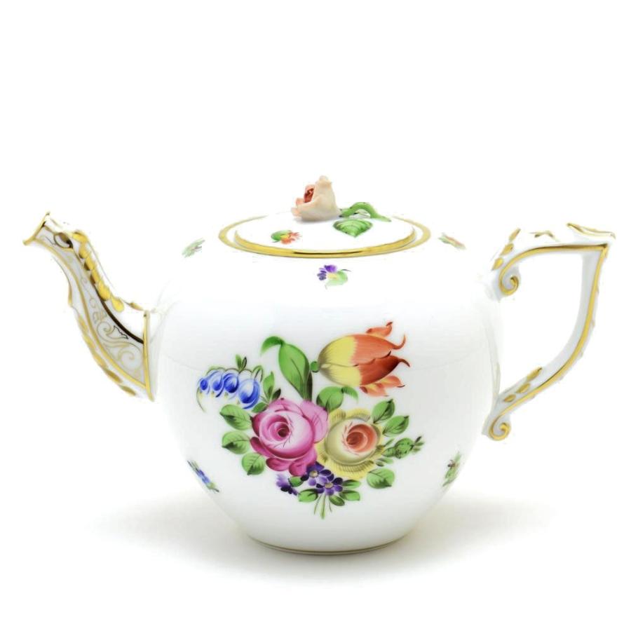 ヘレンド ティーポット チューリップの花束 (BT-1) 薔薇飾り ハンドメイド 食器 Herend