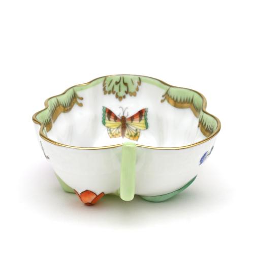 ヘレンド（HEREND） 葉形トレイ(長さ:10.5cm) ヴィクトリアブーケ装飾 