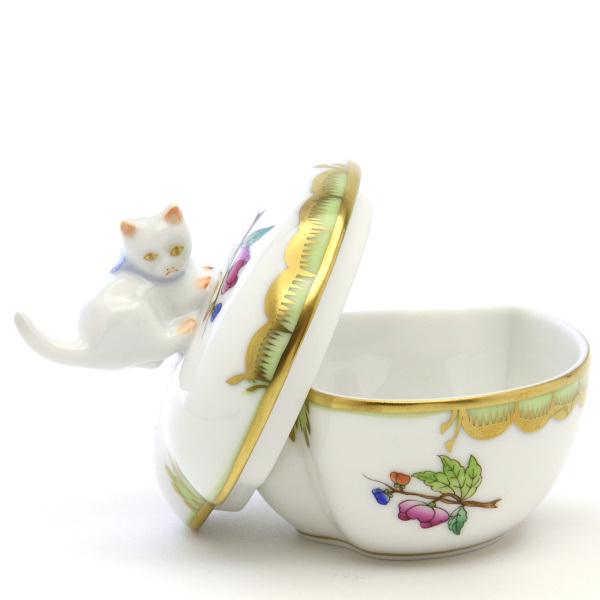 ヘレンド 小物入れ(ハート形)猫飾り ヴィクトリア装飾 ヘレンド 小物入れ(ハート形)猫飾り ヴィクトリア装飾