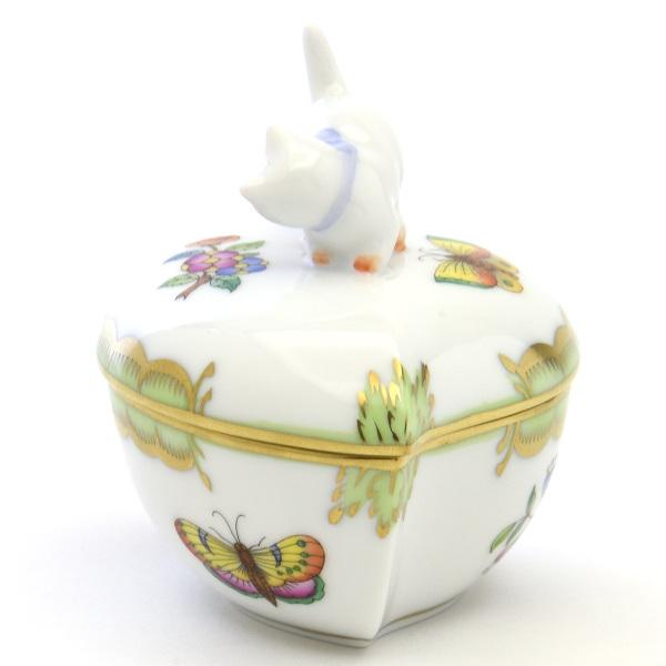 ヘレンド(Herend) ハート形小物入れ(高さ:8.2cm)猫飾り ヴィクトリアブーケ装飾バリエーション(2)(06005/VBA) ボンボン入れ 小筐 送料無料 ギフト包装無料 新品_2