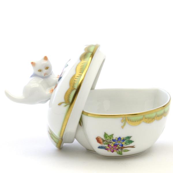 ヘレンド(Herend) ハート形小物入れ(高さ:8.2cm)猫飾り ヴィクトリアブーケ装飾バリエーション(2)(06005/VBA) ボンボン入れ 小筐 送料無料 ギフト包装無料 新品_6