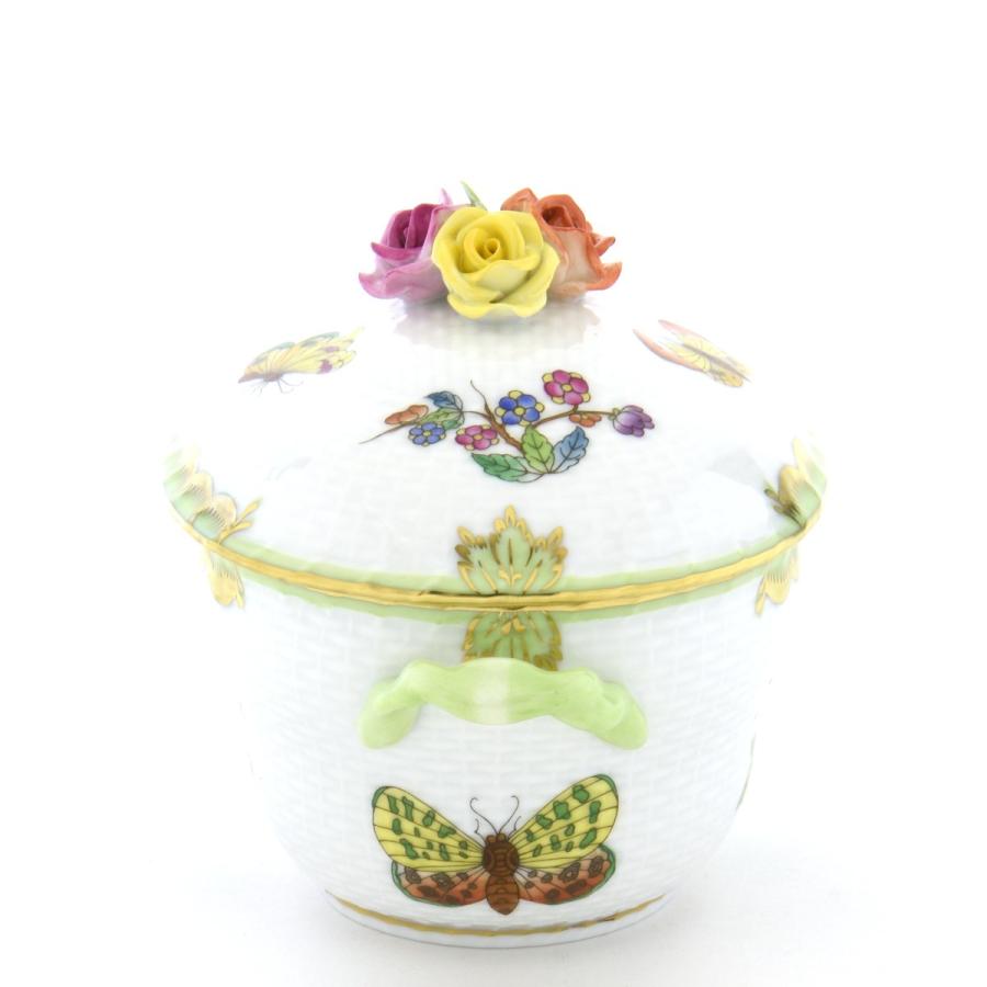 ヘレンド(Herend) 楕円形持ち手付き小物入れ(高さ:10.5cm)薔薇飾り ヴィクトリアブーケ装飾バリエーション(06012/VBA)置物 飾り物 送料無料 ギフト包装無料 新品の画像
