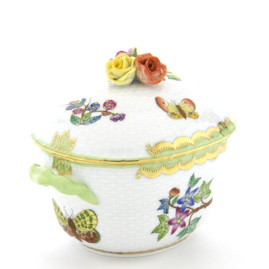 ヘレンド(Herend) 楕円形持ち手付き小物入れ(高さ:10.5cm)薔薇飾り ヴィクトリアブーケ装飾バリエーション(06012/VBA)置物 飾り物 送料無料 ギフト包装無料 新品の画像