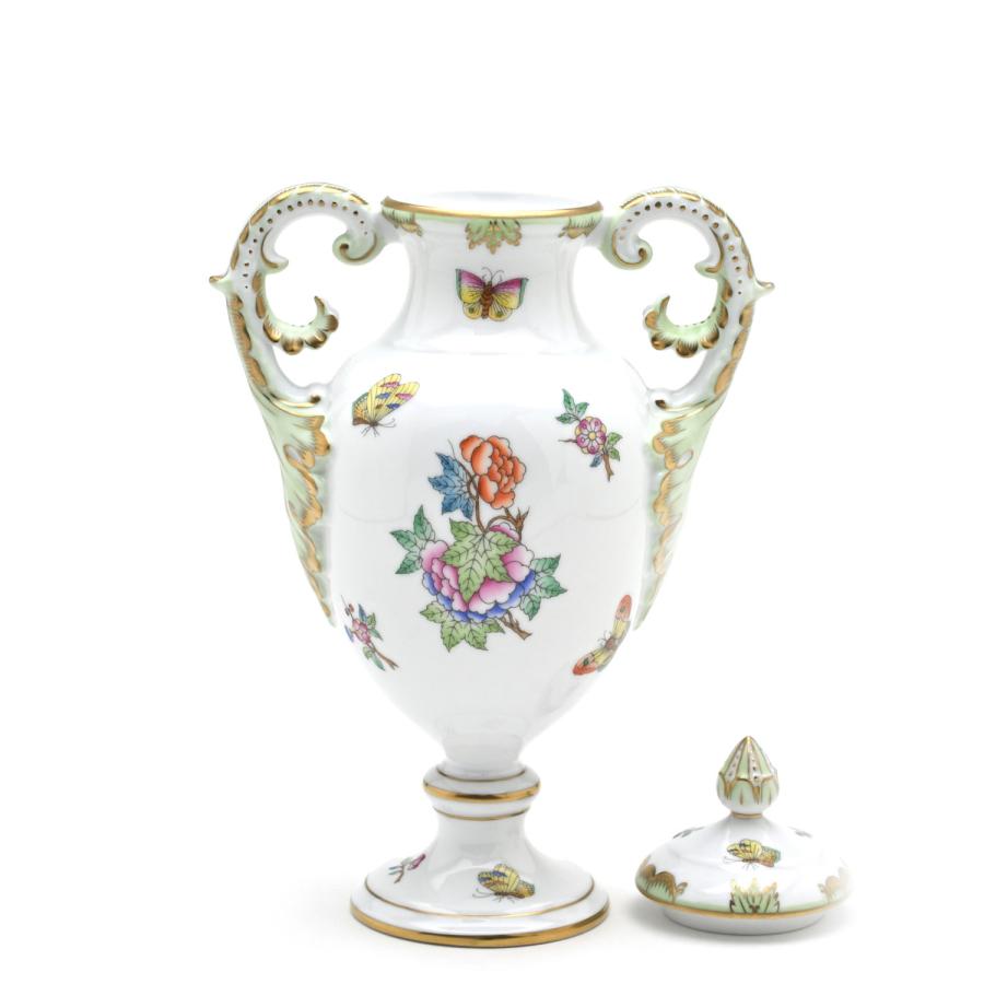 花瓶 壺 ヘレンド 花瓶 蓋付き飾り壺 ヴィクトリア装飾バリエーション