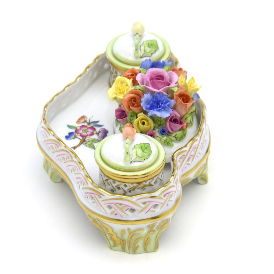 ヘレンド（HEREND） インク壺(幅:15cm)花束飾り ヴィクトリアブーケ