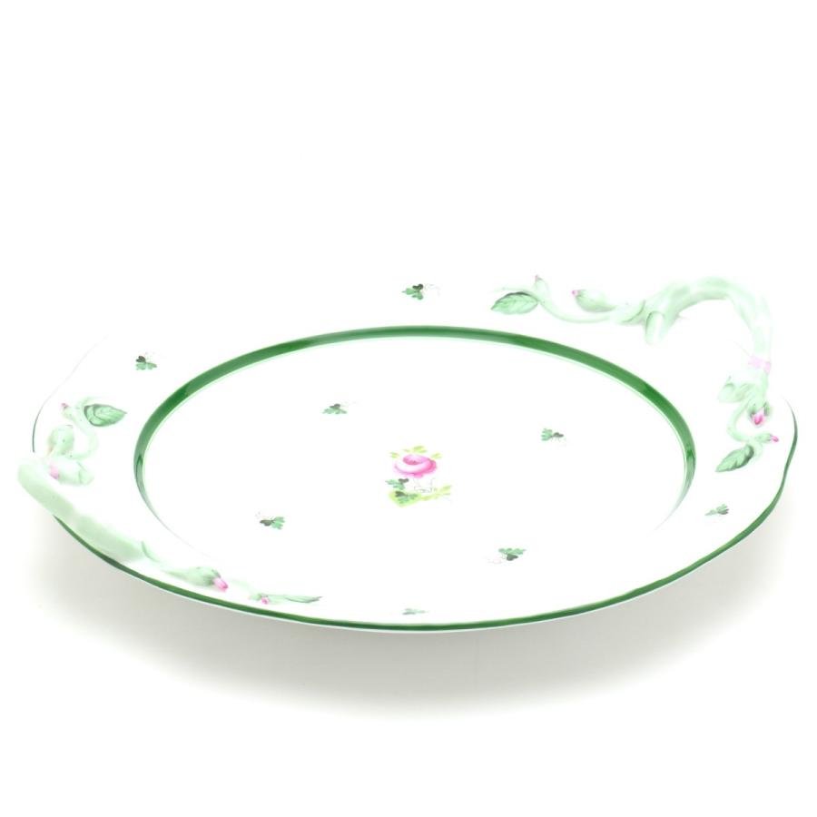 ヘレンド ウィーンの薔薇 大皿 丸形タルトプレート(L)持ち手付き