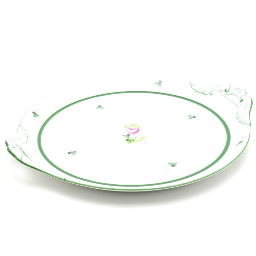 ヘレンド ウィーンの薔薇 大皿 丸形タルトプレート (持ち手付き) ハンドメイド Herend