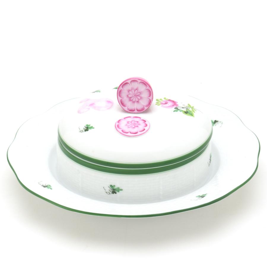 ヘレンド（HEREND） ウィーンの薔薇(00397/VRH) 蓋付きバター入れ
