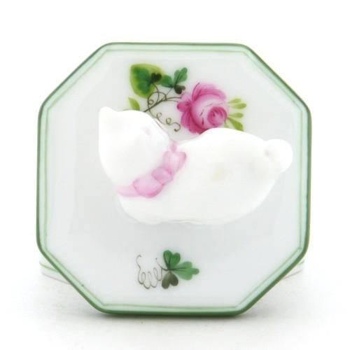 ヘレンド ウィーンの薔薇 小物入れ ファンシーボックス 猫飾り