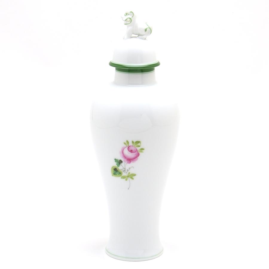 ヘレンド(Herend) ウィーンの薔薇(06583/VRH) 蓋付き飾り壺(高さ:22cm)狛犬飾り ハンドメイド 磁器製 花瓶 送料無料 ギフト包装無料(純正ボックス使用) 新品