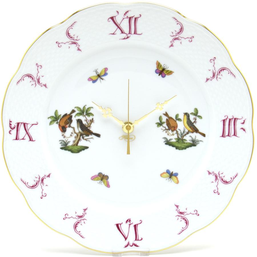 未使用　ヘレンド　ウィーンの薔薇　掛け時計　ウォールクロック ウィーンの薔薇・ピンク] ウォールクロック