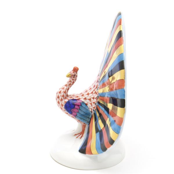 ヘレンド（HEREND） ピーコック(高さ:11.5cm) 孔雀置物(05074/VH)赤色