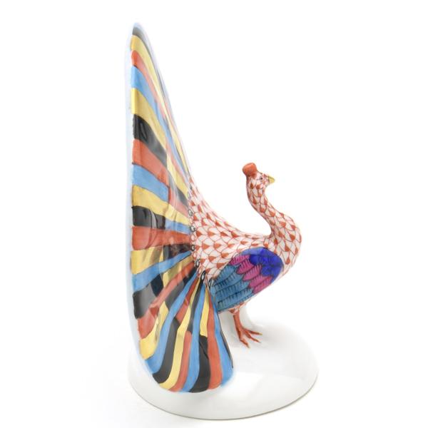 ヘレンド（HEREND） ピーコック(高さ:11.5cm) 孔雀置物(05074/VH)赤色