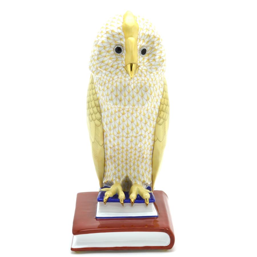 ヘレンド 本の上のフクロウ(L)ペア 赤色の鱗模様 黄色の鱗模様 ヘレンド 本の上のフクロウ(L)ペア 赤色の鱗模様 黄色の鱗模様
