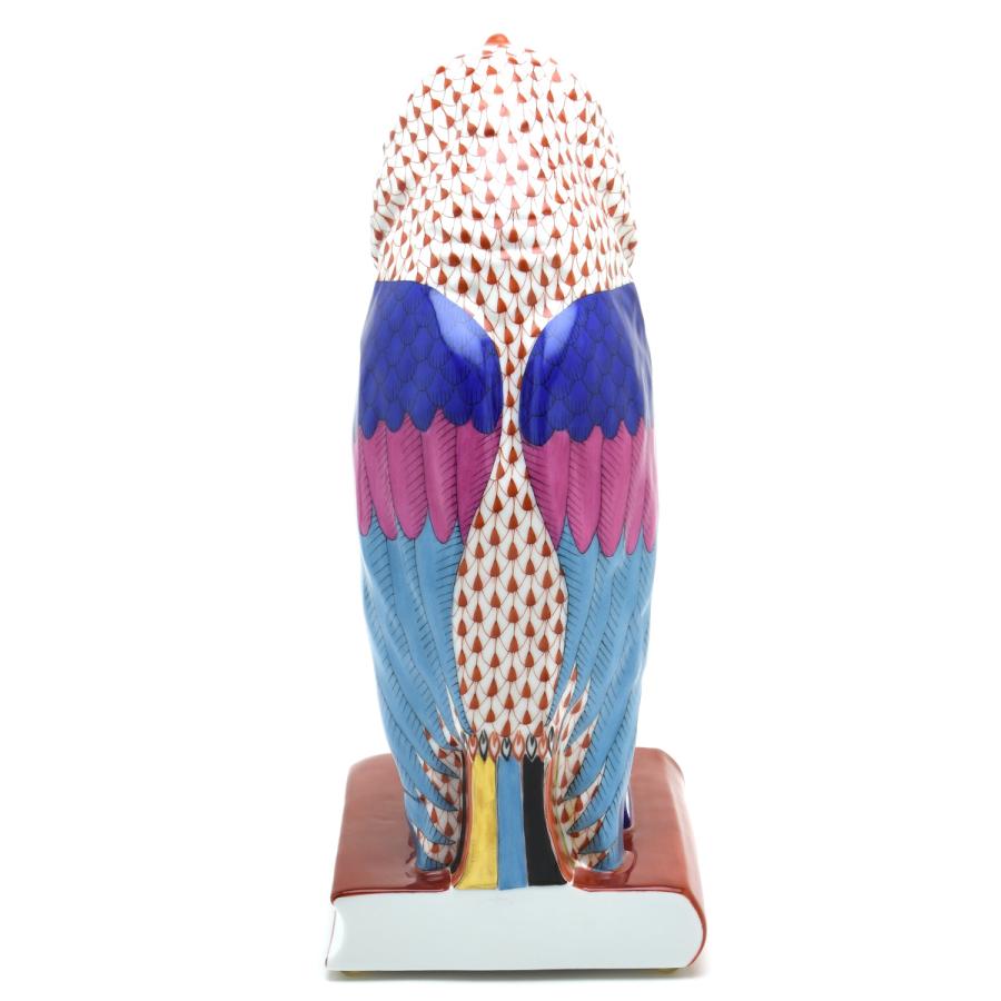 Herend フクロウ 置物 陶磁器 ヘレンド 梟 置物 本の上のフクロウ(L) 黄色の鱗模様 手描き