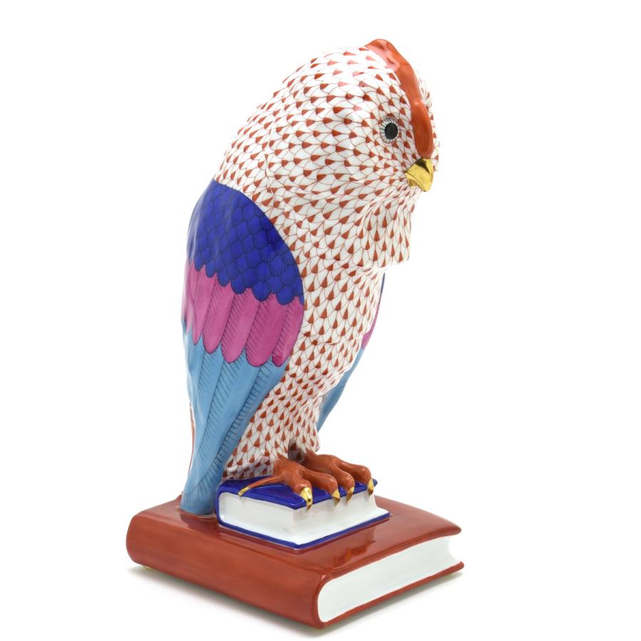 ヘレンド（HEREND） 梟置物(高さ:29.5cm) 本の上のフクロウ(L)(05079