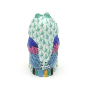 ヘレンド（HEREND） 梟(ミニ) 置物 緑色の鱗模様 手描き 磁器製