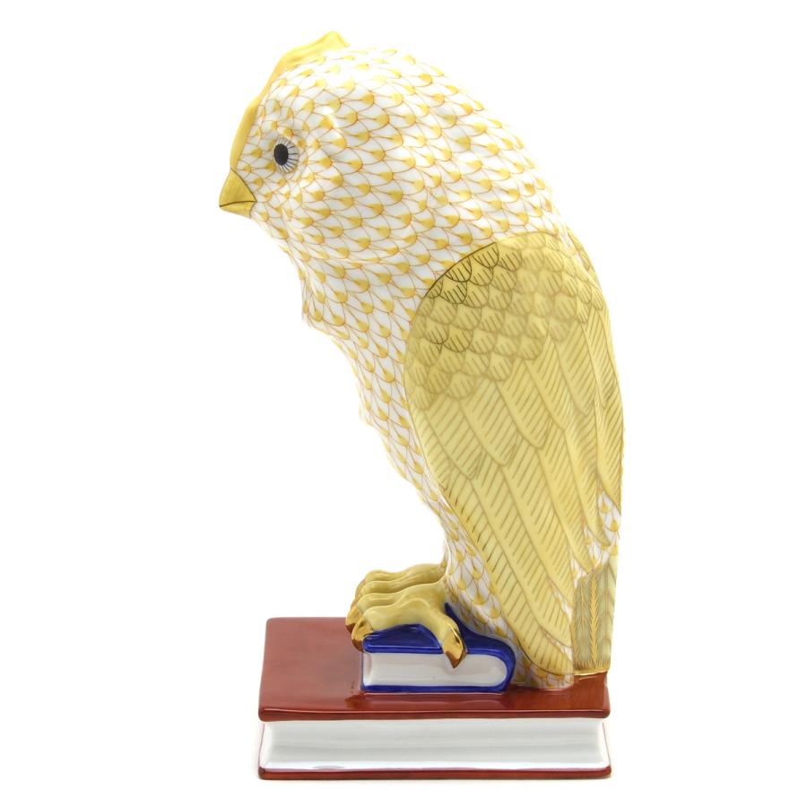 ヘレンド(Herend) 梟置物(高さ:21cm) 本の上のフクロウ(M)(05104/VHJM)黄色の鱗模様 手描き 磁器製 飾り物 送料無料 ギフト包装無料(純正ボックス使用) 新品の画像
