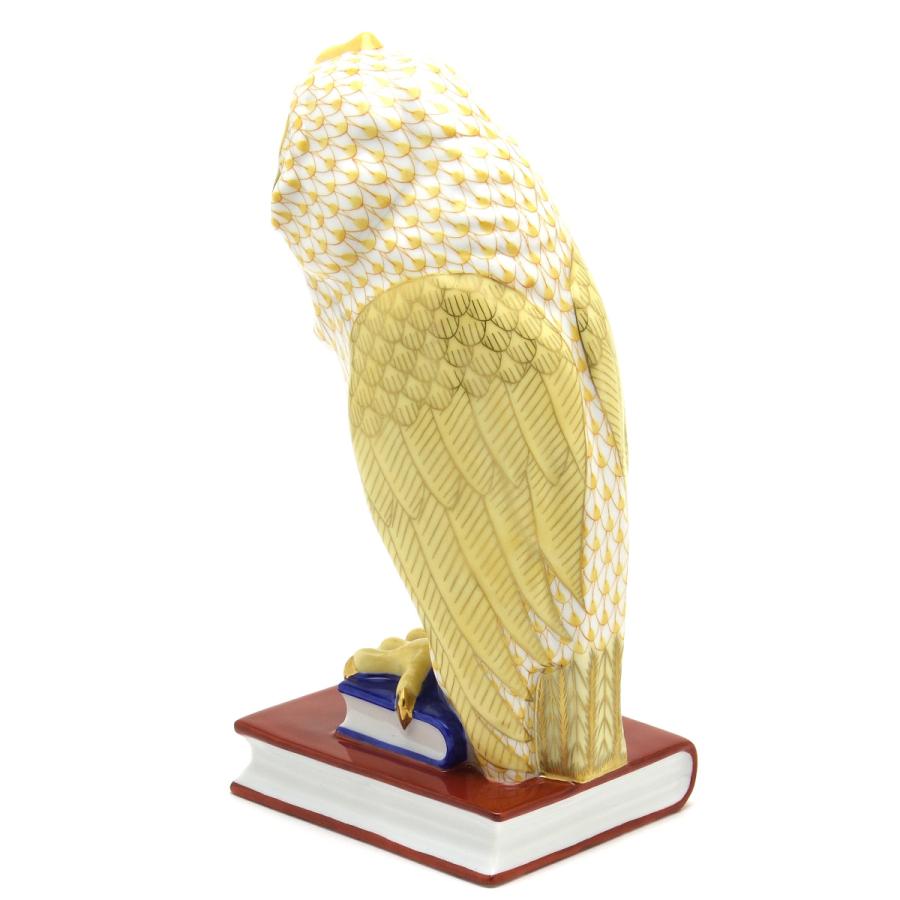 ヘレンド(Herend) 梟置物(高さ:21cm) 本の上のフクロウ(M)(05104/VHJM)黄色の鱗模様 手描き 磁器製 飾り物 送料無料 ギフト包装無料(純正ボックス使用) 新品の画像