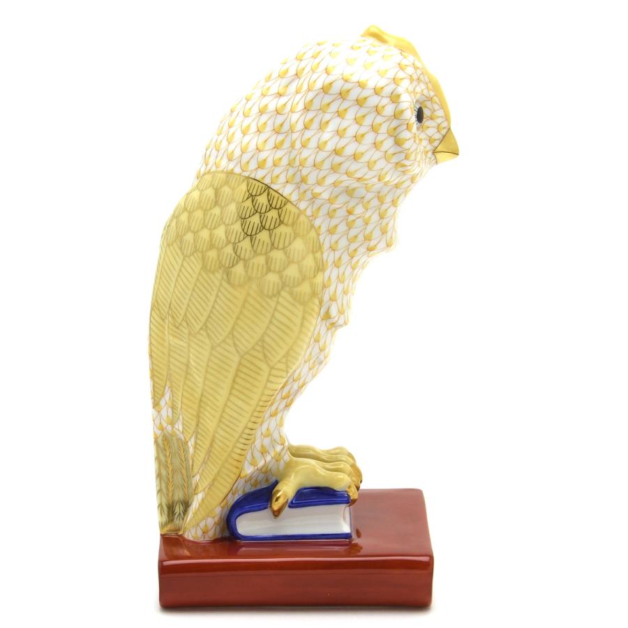 DA 1298 ヘレンド　herend本の上のフクロウ　縁起物　置物　陶器 DA 1298 ヘレンド herend本の上のフクロウ 縁起物 置物 陶器