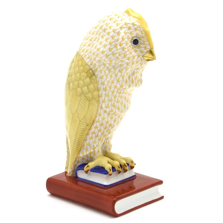ヘレンド(Herend) 梟置物(高さ:21cm) 本の上のフクロウ(M)(05104/VHJM)黄色の鱗模様 手描き 磁器製 飾り物 送料無料 ギフト包装無料(純正ボックス使用) 新品の画像