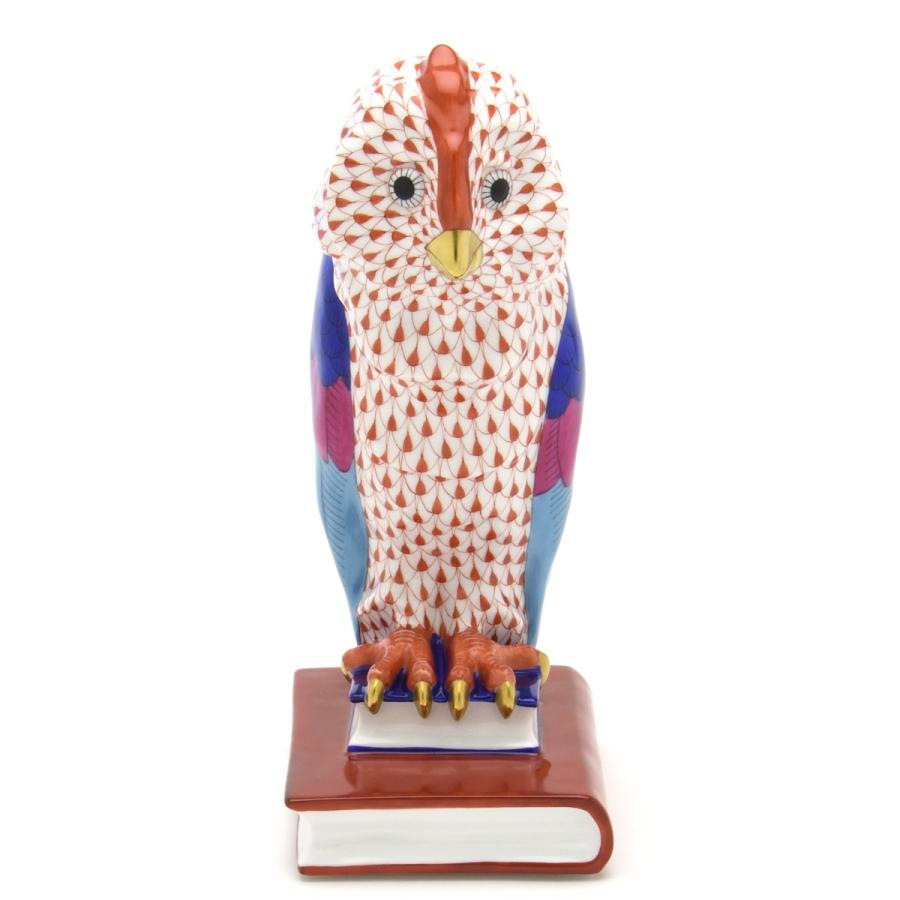 ヘレンド(Herend) 梟置物(高さ:21cm) 本の上のフクロウ(M)(05105/VH)赤色の鱗模様 手描き 磁器製 飾り物 送料無料 ギフト包装無料(純正ボックス使用)【新品】