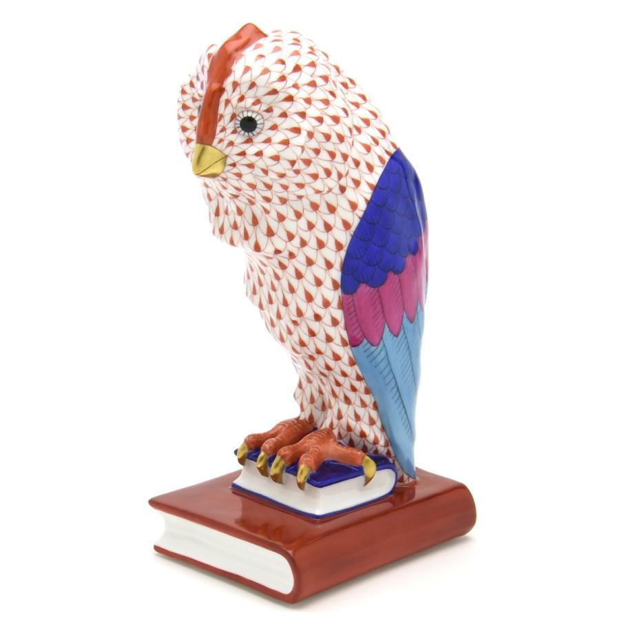 ヘレンド(Herend) 梟置物(高さ:21cm) 本の上のフクロウ(M)(05105/VH)赤色の鱗模様 手描き 磁器製 飾り物 送料無料 ギフト包装無料(純正ボックス使用)【新品】の画像