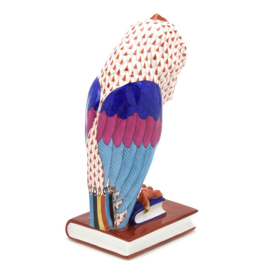 ヘレンド(Herend) 梟置物(高さ:21cm) 本の上のフクロウ(M)(05105/VH)赤色の鱗模様 手描き 磁器製 飾り物 送料無料 ギフト包装無料(純正ボックス使用)【新品】の画像