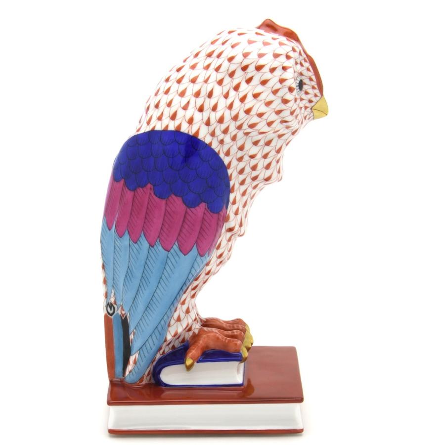 ヘレンド(Herend) 梟置物(高さ:21cm) 本の上のフクロウ(M)(05105/VH)赤色の鱗模様 手描き 磁器製 飾り物 送料無料 ギフト包装無料(純正ボックス使用)【新品】の画像