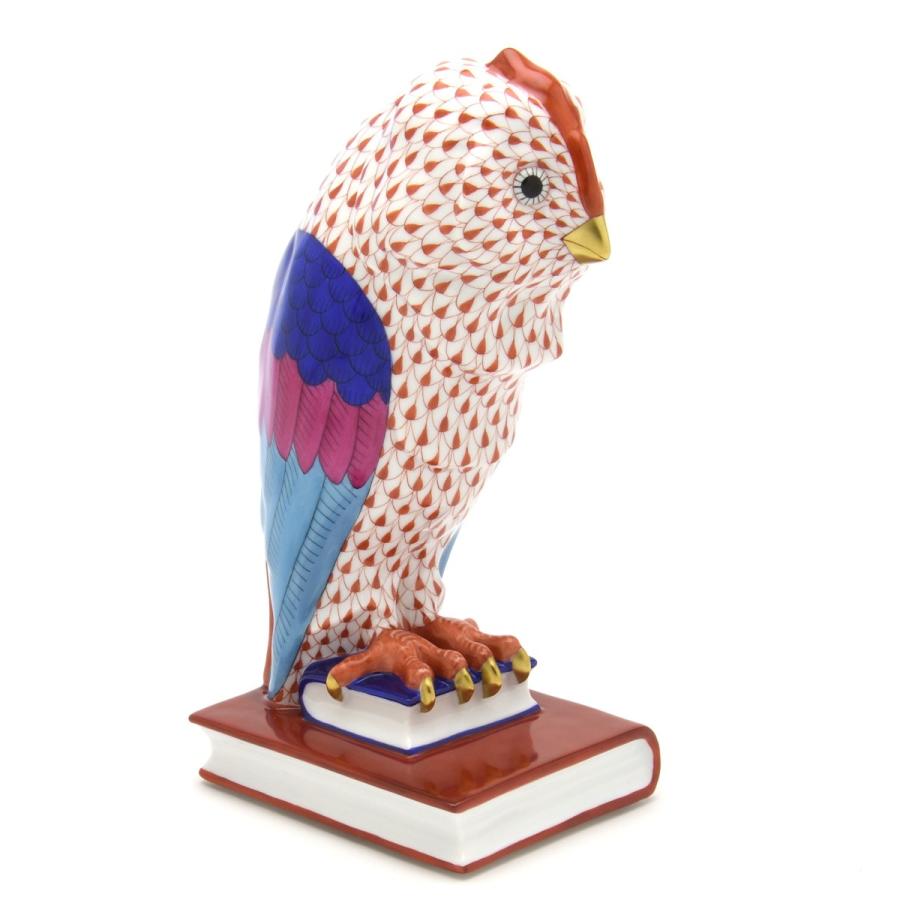 ヘレンド(Herend) 梟置物(高さ:21cm) 本の上のフクロウ(M)(05105/VH)赤色の鱗模様 手描き 磁器製 飾り物 送料無料 ギフト包装無料(純正ボックス使用)【新品】の画像
