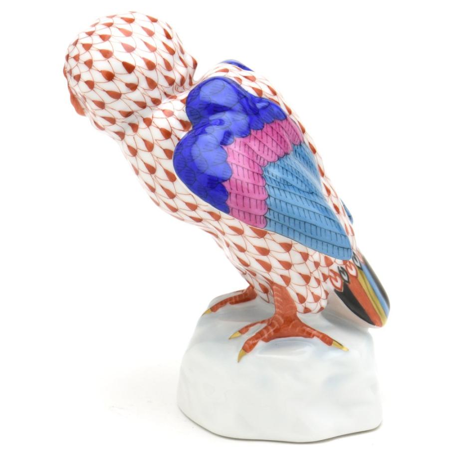 ヘレンド ふくろう(S) 置物 赤色の鱗模様 手描き 磁器 フィギュ