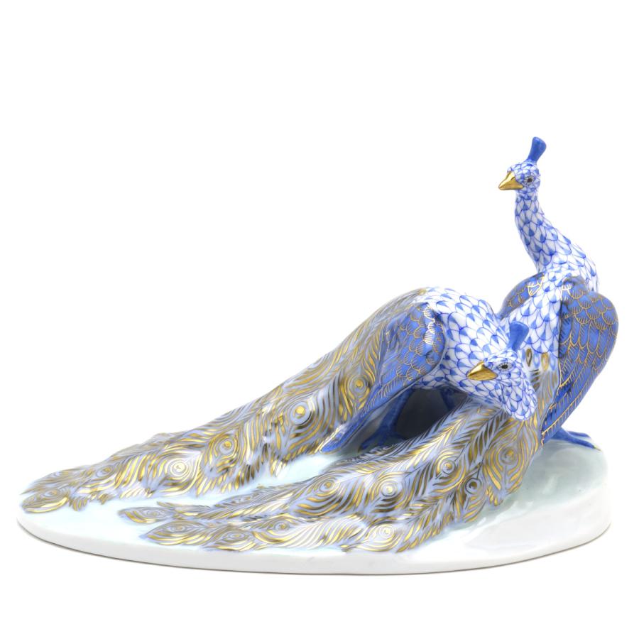 ヘレンド・フィギュリン 孔雀ピーコック ヘレンド（HEREND） 孔雀置物(長さ:21.5cm) ピーコック(ペア)(05114