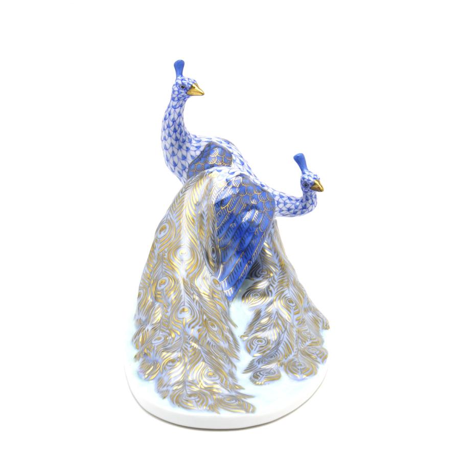 ヘレンド(Herend) 孔雀置物(長さ:21.5cm) ピーコック(ペア)(05114/VHBM)ブルーの鱗模様 手描き 磁器製 飾り物 送料無料 ギフト包装無料(純正ボックス使用) 新品の画像
