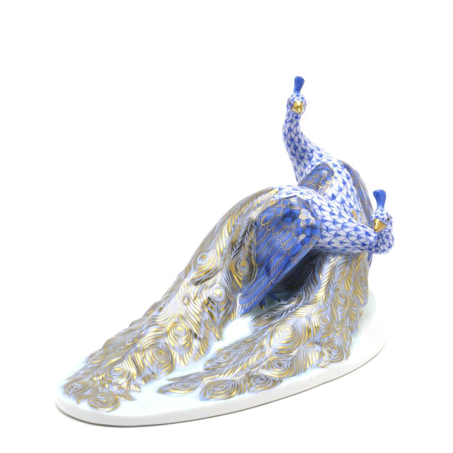 ヘレンド(Herend) 孔雀置物(長さ:21.5cm) ピーコック(ペア)(05114/VHBM)ブルーの鱗模様 手描き 磁器製 飾り物 送料無料 ギフト包装無料(純正ボックス使用) 新品の画像
