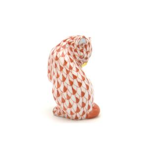 ヘレンド　猫　グルーミングキャット　赤　鱗模様 ヘレンド 猫(ミニ) 置物 グルーミングキャット 赤色の鱗模様