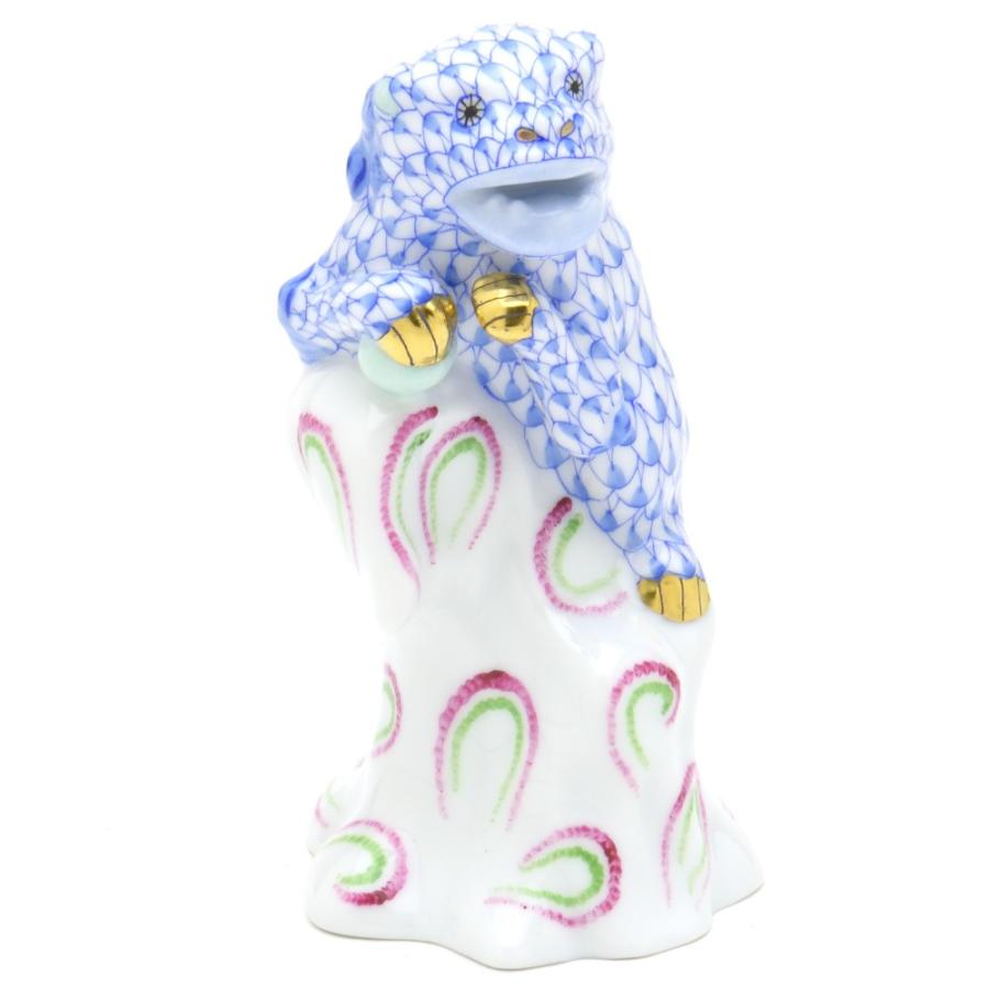 ヘレンド（HEREND） 狛犬(高さ:10.7cm) Fo-dog(05303/VHB)ブルーの鱗