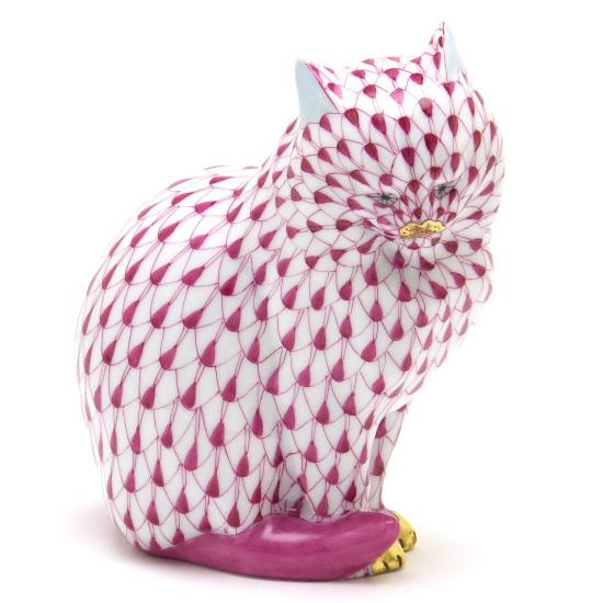 ヘレンド 立っている子猫 ピンクの鱗模様 金彩仕上げ 手描き ヘレンド 立っている子猫 ピンクの鱗模様 金彩仕上げ 手描き