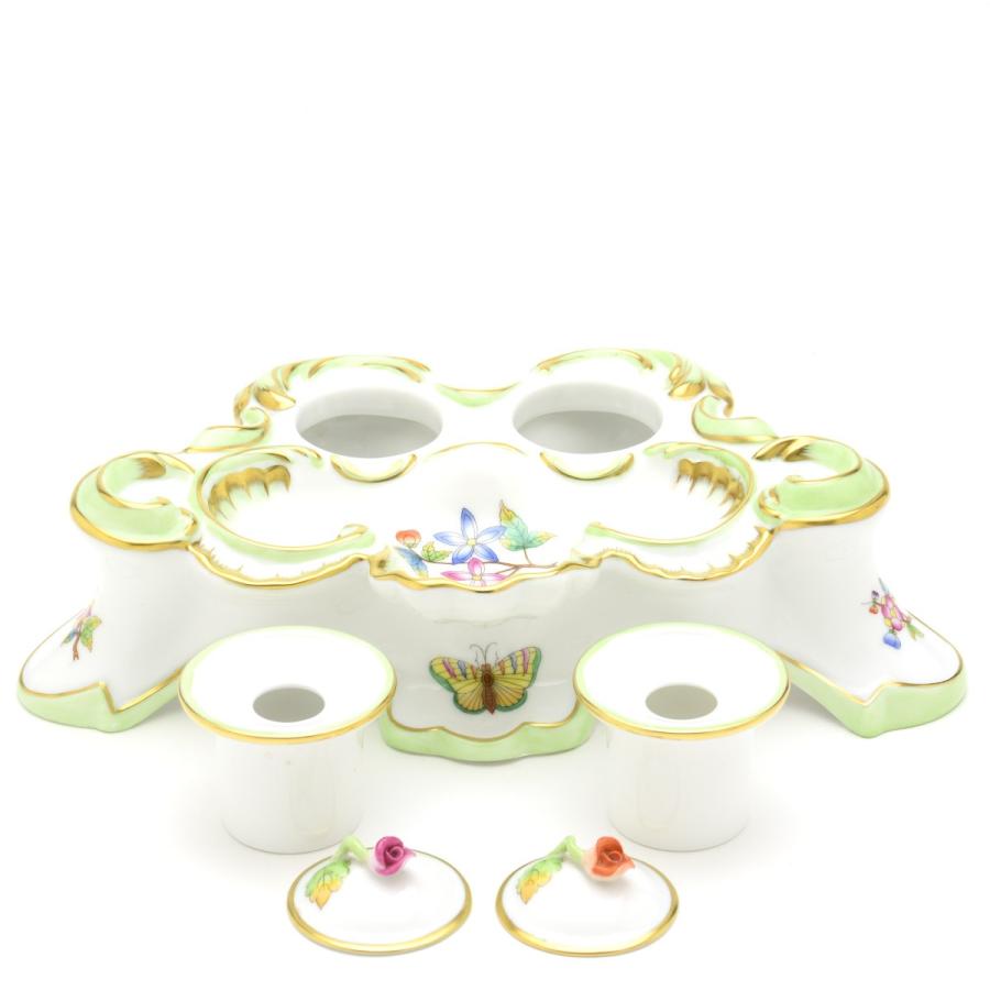 ヘレンド（HEREND） インク壺 ヴィクトリアブーケ 磁器 飾り物
