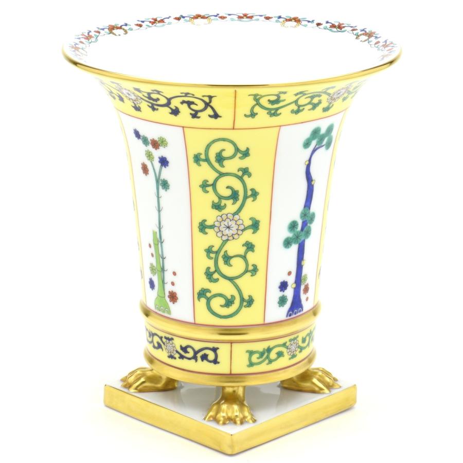 ヘレンド(Herend) エンパイヤベース(高さ:18cm) 西安の黄(06407/SJ) ハンドメイド 磁器製 花瓶 花活け 飾り壺 飾り物 松竹梅文様 送料無料 ギフト包装無料 新品の画像