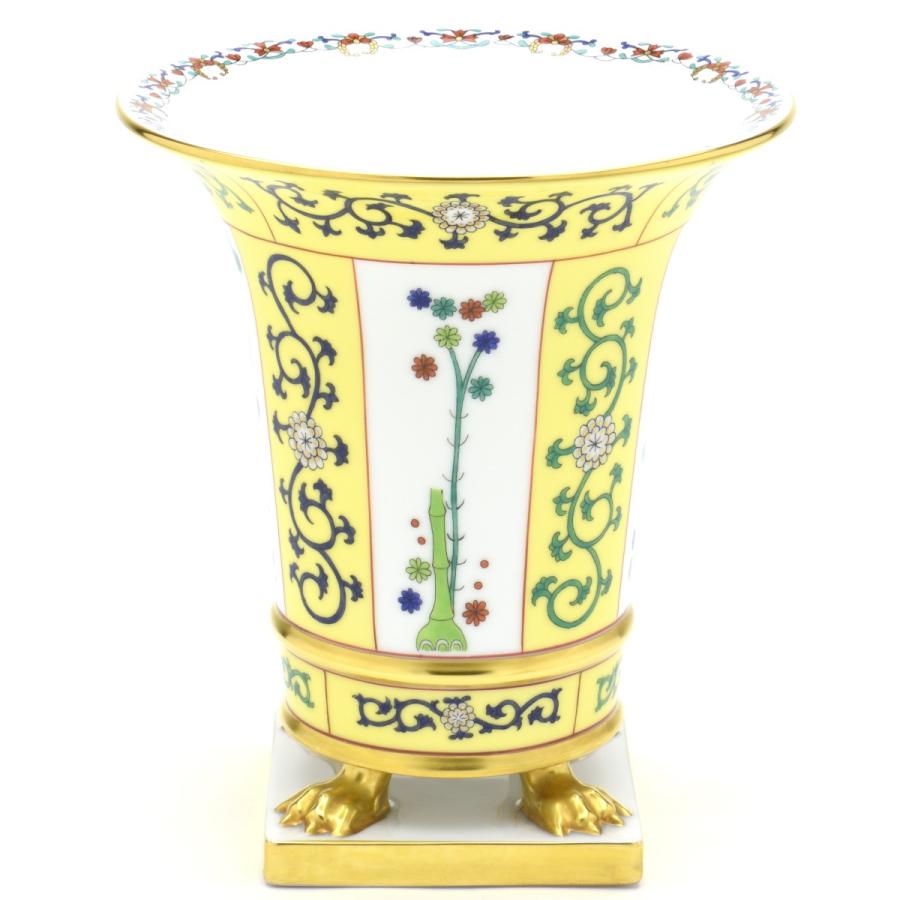 ヘレンド(Herend) エンパイヤベース(高さ:18cm) 西安の黄(06407/SJ) ハンドメイド 磁器製 花瓶 花活け 飾り壺 飾り物 松竹梅文様 送料無料 ギフト包装無料 新品の画像