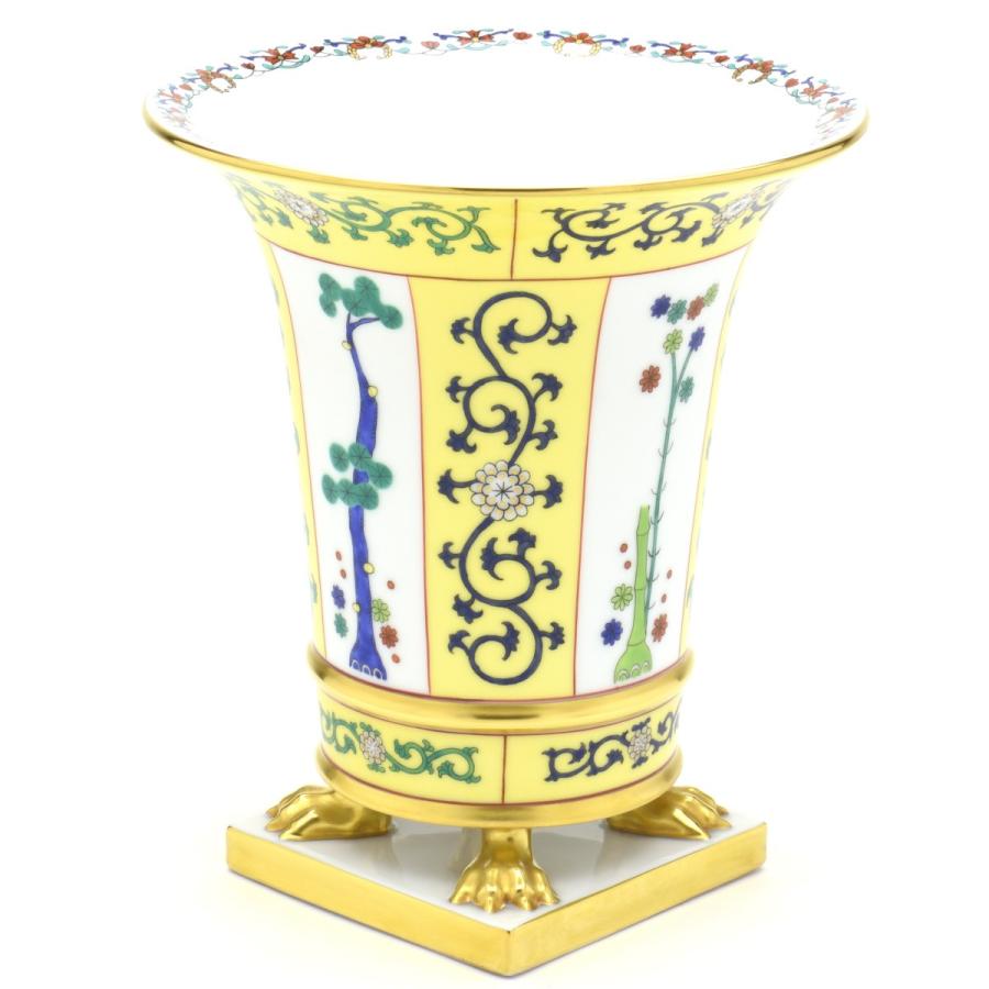 ヘレンド(Herend) エンパイヤベース(高さ:18cm) 西安の黄(06407/SJ) ハンドメイド 磁器製 花瓶 花活け 飾り壺 飾り物 松竹梅文様 送料無料 ギフト包装無料 新品の画像