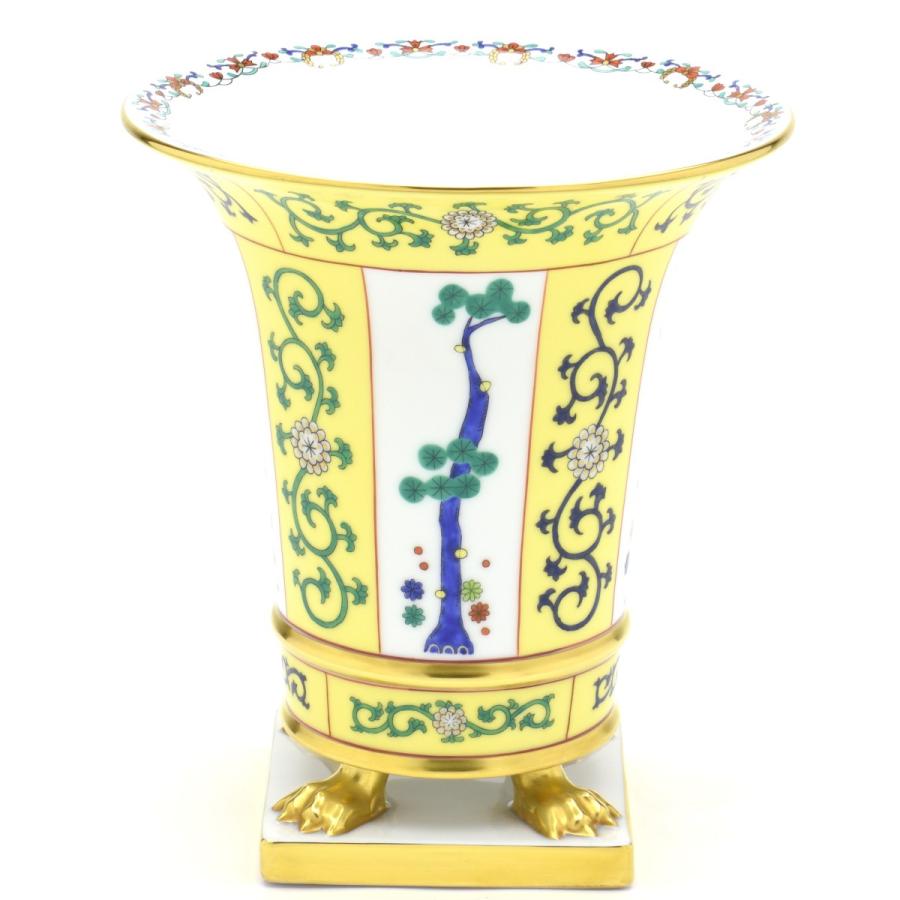ヘレンド(Herend) エンパイヤベース(高さ:18cm) 西安の黄(06407/SJ) ハンドメイド 磁器製 花瓶 花活け 飾り壺 飾り物 松竹梅文様 送料無料 ギフト包装無料 新品の画像