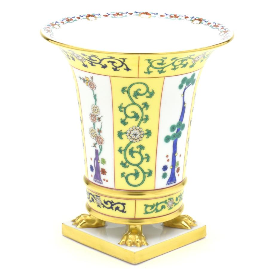 ヘレンド(Herend) エンパイヤベース(高さ:18cm) 西安の黄(06407/SJ) ハンドメイド 磁器製 花瓶 花活け 飾り壺 飾り物 松竹梅文様 送料無料 ギフト包装無料 新品の画像