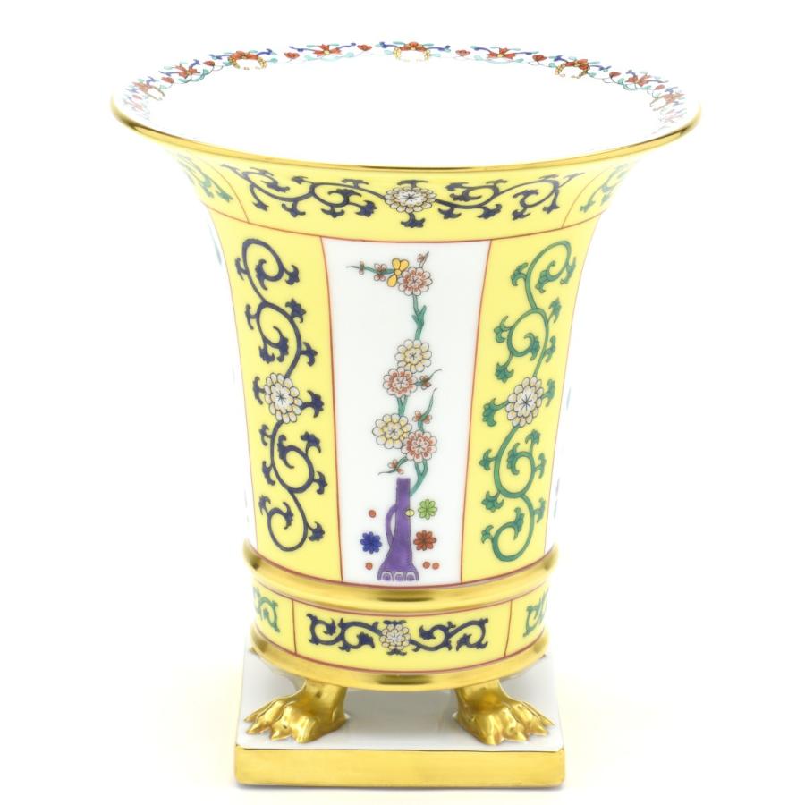 ヘレンド(Herend) エンパイヤベース(高さ:18cm) 西安の黄(06407/SJ) ハンドメイド 磁器製 花瓶 花活け 飾り壺 飾り物 松竹梅文様 送料無料 ギフト包装無料 新品の画像