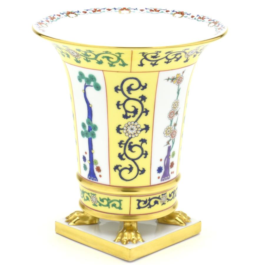 ヘレンド(Herend) エンパイヤベース(高さ:18cm) 西安の黄(06407/SJ) ハンドメイド 磁器製 花瓶 花活け 飾り壺 飾り物 松竹梅文様 送料無料 ギフト包装無料 新品の画像