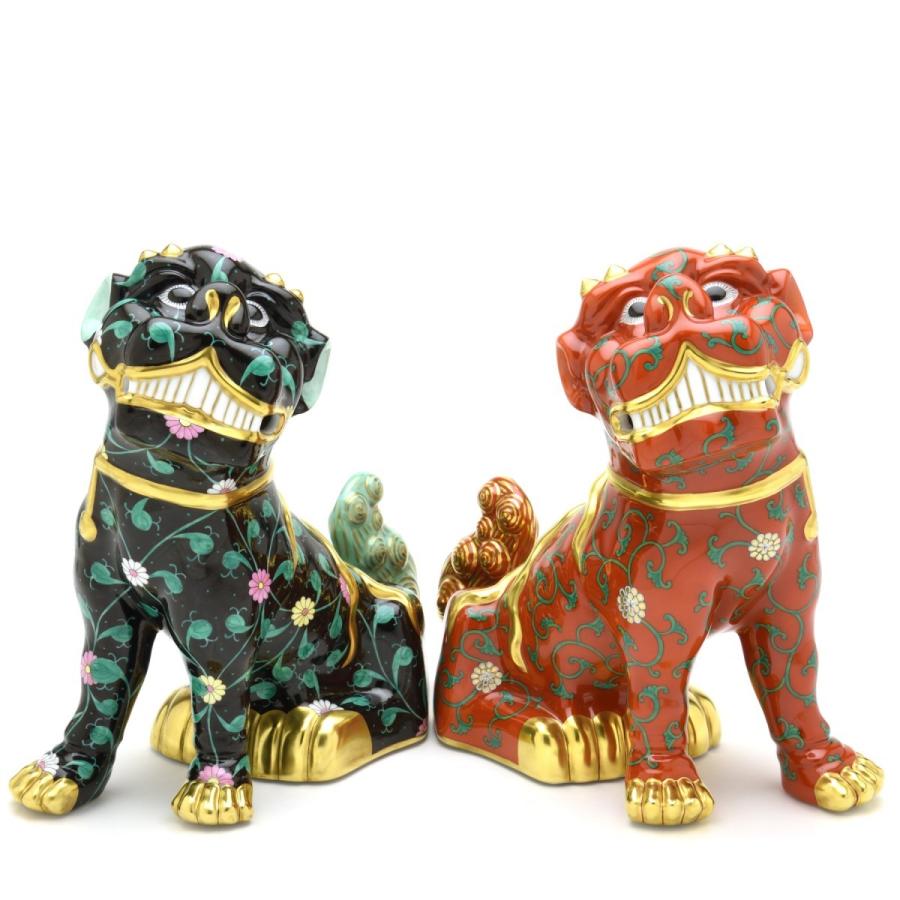 ヘレンド（HEREND） 狛犬(L)ペア 西安の黒・西安の赤 シノワズリ 磁器
